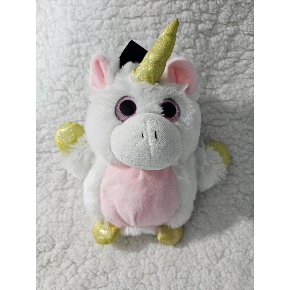 Kids Of America Unicorn Graduation Hat Plush Toy Sparkle Big Eyes White 8.5"